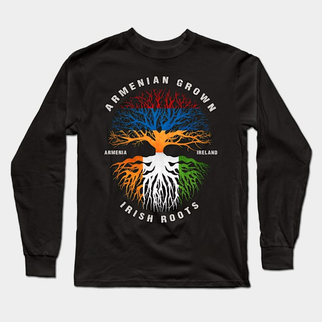 Armenian Grown Irish Roots Ireland Flag Long Sleeve T-Shirt by heart teeshirt